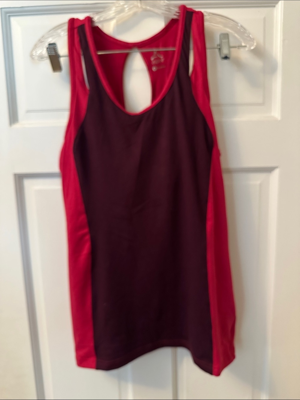 Aspire Two-Tone Racerback Tank in Burgundy and Red